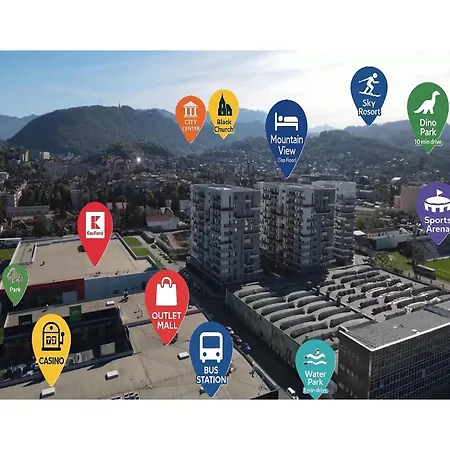 Luxury Penthouse 11th Floor Mountain View Large Terrace Floor Heating New Building Board Games Self Check-in Shopping Center 360 Tour Free Parking * Brașov